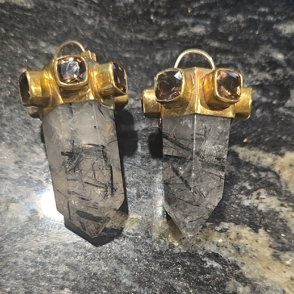 Tourmalated Quartz Crystal Ear Hangers From Oracle